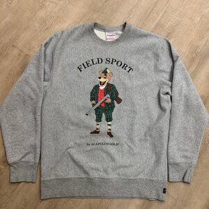Acapulco Gold Field Sport Crewneck Sweatshirt Mens Large L Gray Pullover Preppy